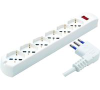MULTIPRESA CIABATTA ELETTRICA 6 PRESE UNIVERSALI SCHUKO 16A CON INTERRUTTORE