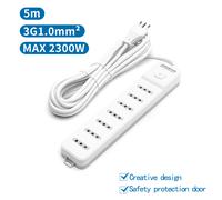 multipresa ciabatta elettrica 7 posti con interruttore generale cavo da 5 metri spina:10a 250v 2p+e presa:10a 250v 7-way p11