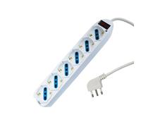 Multipresa Ciabatta Elettrica Cavo 1,5M Con 6 Posti Prese Universale 10/16A Schu