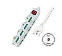 Multipresa Ciabatta Elettrica Cavo 5M Con 12 Posti 4 Prese Schuko 10/16A + 8 Pre