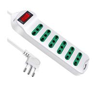 Multipresa Ciabatta Elettrica Cavo Con 6 Posti Prese Bipasso 10/16A 2P+T Interruttore Spina 10A Laterale