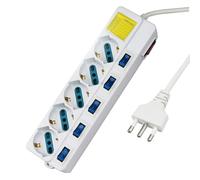 Multipresa Ciabatta Elettrica Con 5 Posti Prese Schuko 10/16A + 6 Interruttori O