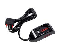 Multipresa compatta 3 posti con interruttore, spina italiana grande 16A ad angolo, 3 prese, bipasso bivalente schuko 10A 16A, cavo 150 cm 1,5mt, nero, ciabatta per uso casalingo, potenza 3500W