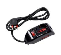 Multipresa compatta 3 posti con interruttore, spina italiana piccola 10A ad angolo, 3 prese, bipasso bivalente schuko 10A 16A, cavo 150 cm 1,5mt, nero, ciabatta per uso casalingo, potenza 2000W