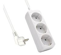 Multipresa Compatta a 3 Posti, Ciabatta Elettrica con 3 Schuko/Tedesche - Spina Schuko/Tedesca- Potenza 250V/2500W - Cavo da 1,5 Metri, Prese Angolate a 45°