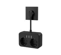 Multipresa con 2 Prese CA e 3 Porte USB per Ricarica Rapida, Presa Elettrica, Montaggio A Parete, Spina UE, Adattatore di Alimentazione.