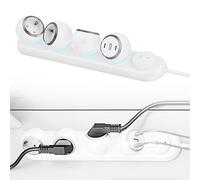 Multipresa con 3 USB, interruttore e luce ambientale, presa multipla a 3 vie, girevole a 360°, adattatore per presa USB, protezione da sovratensioni, presa di distribuzione per casa o ufficio