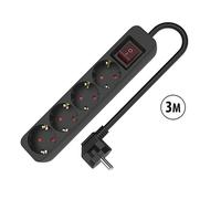 Multipresa con 4 Prese con Interruttore TM Electron 3680 W Nero [3 m]