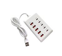 Multipresa con Caricatore USB Rapido A 10 Porte, Adattatore HUB Multiporta, Stazione di Ricarica da Scrivania, Adattatore con Presa USB di Tipo C