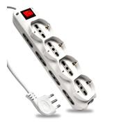 V-TAC Multipresa con Cavo 15m 8 Prese Laterali 10/16A 2P+T Bipasso 4 Frontali 10/16A 2P+T Bipasso Schuko con Interruttore Spina 16A 2P+T