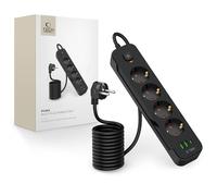 Multipresa con cavo di prolunga, 4 prese, 240 V, USB-A, USB-C, 2 m - nera