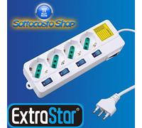 MULTIPRESA CON INTERRUTTORI E PROTEZIONI EXTRASTAR 4 BIPASSO SCHUKO 10/16A 2500W