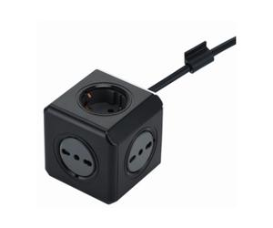 MULTIPRESA CUBO 2 SCHUKO + 3 BIPASSO NERO