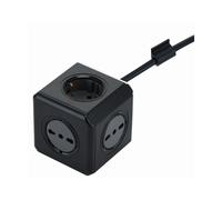 Electraline 62098 Multipresa Cubo Powercube, 3 prese da 10/16A, 2 prese Schuko + 10A, Spina 16 A, Colore Nero, Cavo 1.5 m