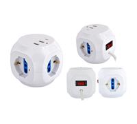 Multipresa Cubo da tavolo con interruttore: 3 Bipresa/schuko + 3 USB + 1 Type-C