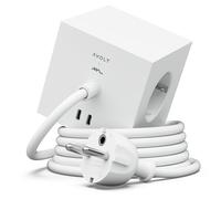 Multipresa Cubo Schuko AVOLT Square 1 con USB, Ciabatta Elettrica di Design con Piede Magnetico per Scrivania e Casa (Opal White, USB-C 3m)