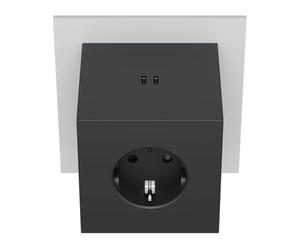 Multipresa Cubo Schuko AVOLT Square 2 con USB-C (30W) - Presa Multipla di Design con 3 Prese e 2 Porte USB-C - Ciabatta Elettrica Compatta da Parete per Scrivania, Ufficio e Casa