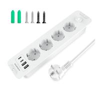 Multipresa da incasso con 2 USB-A e 2 Type-C, multipresa integrata 4 prese 4000 W, 16 A, presa USB da incasso per piano di lavoro, tavolo da divano, casa, ufficio, cavo da 1,8 m