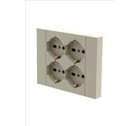 ELECTRALINE MULTIPRESA INCASSO QUADRA 4 PRESE BIP+SCHUKO UNIVERSALI SABBIA 38923