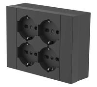 Electraline 22017 Multipresa da parete Quadra 4 Posti Universali, con scatola di supporto per installazioni superficiali, compatibile con tutte le scatole da incasso 3 posti (muratura o cartongesso)