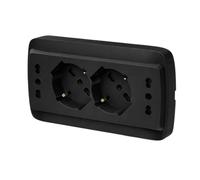 Multipresa Da Incasso Scatola 503 Nero Opaco, 2 Prese Schuko Universale P40 + 2 Prese Bipasso Italiano 10/16A, Solo 140X80X23mm