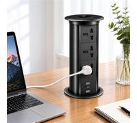 Multipresa da Incasso Scomparsa 7 in 1 Torretta Scrivania | Torretta presa da incasso automatica per piano lavoro cucina e scrivania con USB C(Black)