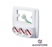 Multipresa da parete con 3 attacchi schuko e quadro per placca 3 posti Emilia RS94130