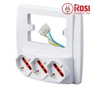 Multipresa da parete con 3 attacchi schuko e quadro per placca 3 posti Emilia RS94130