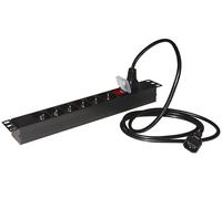 MULTIPRESA DA RACK 19" 6 PRESE UNIVERSALI CON CAVO ALIMENTAZIONE C14 MASCHIO REM