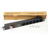 MULTIPRESA DA RACK 19" 6 PRESE UNIVERSALI CON INTERRUTTORE SPINA ITALIANA 16A E