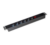 MULTIPRESA DA RACK 19" 6 PRESE UNIVERSALI CON PRESA PER CAVO ALIMENTAZIONE C20