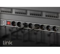 LINK MULTIPRESA DA RACK 19, 8 PRESE SCHUKO CON INTERRUTTORE SPINA SCHUKO 16A