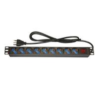 MULTIPRESA DA RACK 19" 9 PRESE UNIVERSALI CON INTERRUTTORE SPINA ITALIANA 16A