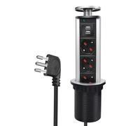 Multipresa da Scrivania a Scomparsa con 2 USB 2,1A 3 Prese Universale 10/16A Tor