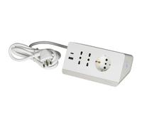 BTicino Multipresa da scrivania S3711DBU - 2 prese bipasso + 1 Schuko, 2 prese USB A+C - Bianca