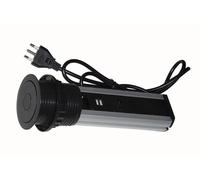 LINK LKMPT02 Multipresa da Tavolo a Scomparsa con 2 Prese 16A Femmina ITA/Schuko, 1 Rj45, 1 Rj11, 2 USB, nero