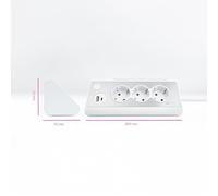 Multipresa da tavolo, colore bianco, dotata di 3 prese di corrente e 2 porte USB. Perfetto per estendere le opzioni di connessione per più dispositivi contemporaneamente.