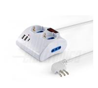 Multipresa da tavolo con 2 prese Universali 1 bipasso 2 USB A e 1 USB C