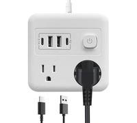 Multipresa da viaggio, multifunzione per ufficio compatto, stazione di ricarica con cavo, 1,8 m, per studenti e viaggi
