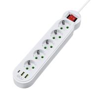 Multipresa DCU Advance Tecnologic 37400105 5 prese AC 2 USB A 1 USB C cavo 2 m bianca