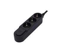 Multipresa design 3 X 16 A con interruttore - 3 m - Nera (SCH)