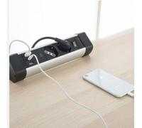 Electraline 61921 Multipresa Scrivania 2 Posti Polivalenti, Schuko + 10/16 A, con 3 USB (2 USB A 3.0A + 1 USB C 20W Power Delivery), Cavo H05VV-F 3G.1 lunghezza 2M, protezione contro sovratensioni