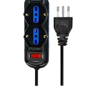 Multipresa Elettrica 6 Posti, Cavo 3M, Ciabatta Spina 10A con Interruttore, Max 2500W 250V, Nero