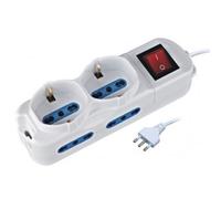 MULTIPRESA ELETTRICA 6 POSTI CON INTERRUTTORE E CAVO 4 SPINE ITALIANE + 2 SHUKO