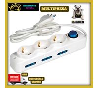 MULTIPRESA ELETTRICA CIABATTA 3 PRESE SCHUKO 6 PRESE BIANCA INTERRUTTORE MAURER