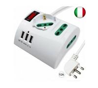 MULTIPRESA ELETTRICA DA SCRIVANIA TAVOLO CON 3 PRESA 3 USB BIANCO SHUKO BIPASSO