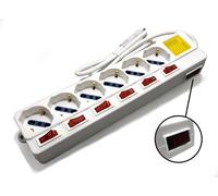 Multipresa elettrica prolunga 4 5 6 posti schuko con interruttori 2500W 1.5M