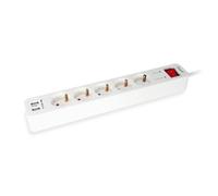 Multipresa Equip 245554 5 prese interruttore 2 USB 1,8 m bianca