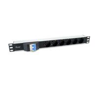 Equip REGLETA ALIMENTACION ALUMINIO Rack 19 1U 6 Tomas Tipo SHUCKO Euro con MAGNETOTERMICO Cable 1.8M