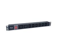 Equip 333316 8 scomparti, 6 x IEC-C13+ 2 x IEC-C19 distributori di corrente, interruttore on/off, alloggiamento in alluminio